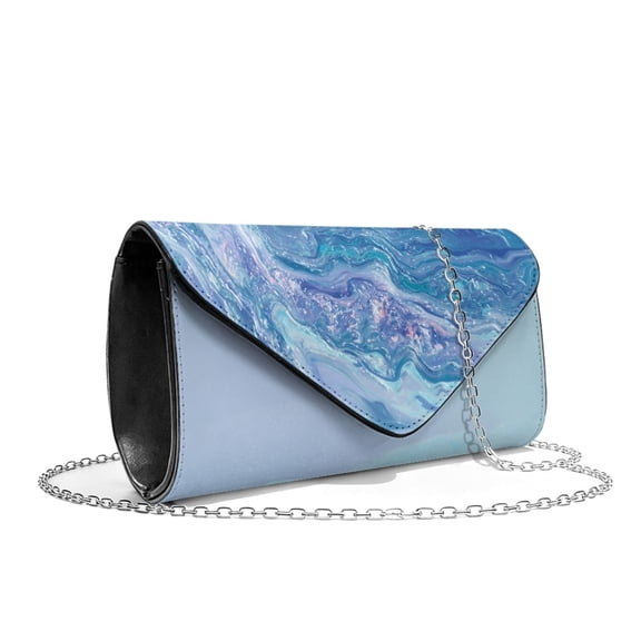 TSOVTHRID Blue Marble Texture Print Clutch Purses for Women Formal Evening Bag Party Handbags with Chain Crossbody Bag for Wedding Cocktail Prom Elegance Charm