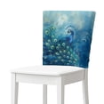 thumbnail image 1 of TSOVTHRID Blue Peacock Floral Print Chair Back Slipcovers for Dining Chairs Dining Kitchen Chair Back Cover Soft Chairs Covers for Restaurant Holiday Festival Decoration, Set of 4, 1 of 7