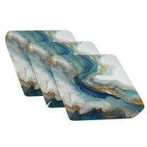 TSOVTHRID Blue White Marble Texture Print Couch Cushion Covers, Couch Cover Sofa Slipcover for Chair Cushions Washable Sofa Cushion Furniture Protector with Elastic Bottom, 24x24 Inch