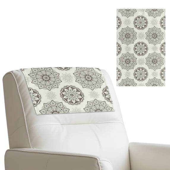 TSOVTHRID Boho Mandala Floral Beige Recliner Headrest Protector Headrest Cover for Recliner Chair Couch Chair Head Protector for Sofa Furniture Protectors 17x27 in, 3 Pieces