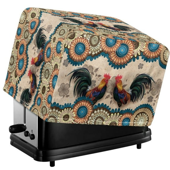 TSOVTHRID Boho Rooster Chicken Flower Print 4 Slice Toaster Covers Dust-proof Kitchen Small Appliance Covers Anti-scratch Toaster Oven Protector