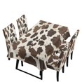 thumbnail image 1 of TSOVTHRID Brown Cow Pattern Print Tablecloth Stretch Dining Chair Slipcovers Removable Table Cloth Chair Dustproof Cover Furniture Protector for Kitchen Decor, 5 Pcs, 1 of 7