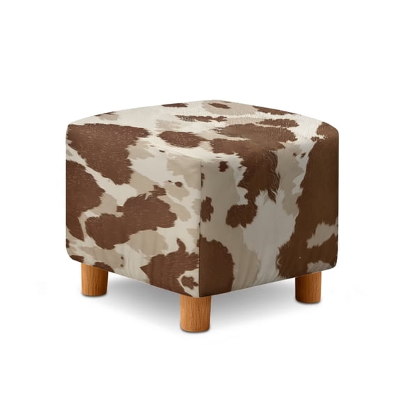 TSOVTHRID Brown Cow Pattern Square Ottoman Cover Stretch Washable Breathable Folding Storage Stool Furniture Protector Soft Square Slipcover with Elastic Bottom