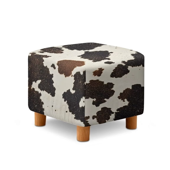 TSOVTHRID Brown Cow Pattern Stretch Ottoman Cover, Ottoman Slipcover Square, Washable Storage Foot Stool Cover with Elastic Bottom for Living Room Removable
