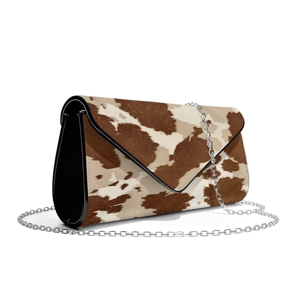 TSOVTHRID Brown Cow Pattern Women's Clutch Purses Ladies Clutch Handbags Lightweight Wedding Bag for Formal Wedding Party Cocktail Prom with Chain