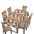 thumbnail image 1 of TSOVTHRID Brown Leaf Print 7 Pieces Set Tablecloth and Chair Covers for Banquet Party Decor Washable Rectangle Table Cloth and Dining Chair Slipcovers for Dining Room, 1 of 6