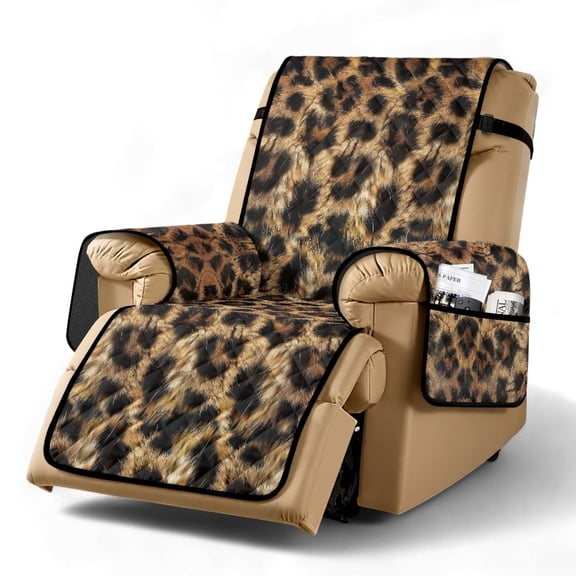 TSOVTHRID Brown Leopard Print Recliners Covers Soft Recliner Chair Covers Recliner Sofa Slipcovers Non-Slip Reclining Cover Recliner Couch Covers Furniture Protector Covers