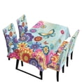 thumbnail image 1 of TSOVTHRID Butterfly Boho Mandala Floral Print Table Cloth with Dining Chair Slipcovers Set Rectangle Tablecloth Stretchable Anti-Dust Chair Protector Cover Kitchen Decor, 5 Pcs, 1 of 7