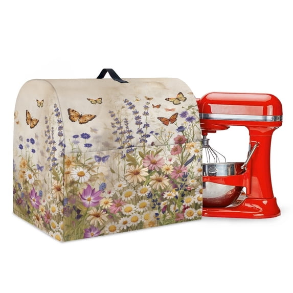 TSOVTHRID Butterfly Daisy Lavender Print Stand Mixer Cover Dust Cover Waterproof Reusable Small Appliance Covers with Top Handle Washable Accessories Decor for Kitchen Aid Mixer Cover,S