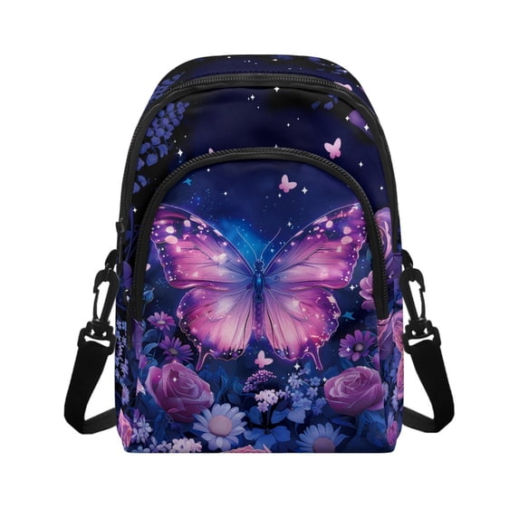 TSOVTHRID Butterfly Daisy Rose Violet Print Cell Phone Crossbody Bags for Women Cell Phone Purse Wallet Small Crossbody Purses Shoulder Bag with Adjustable Strap