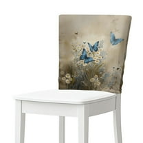 TSOVTHRID Butterfly Daisy Vintage Print Chair Back Cover Dining Room Chairs Covers Washable Thick Chair Back Protector Cover for Home Kitchen Banquet Party Decor, Set of 1