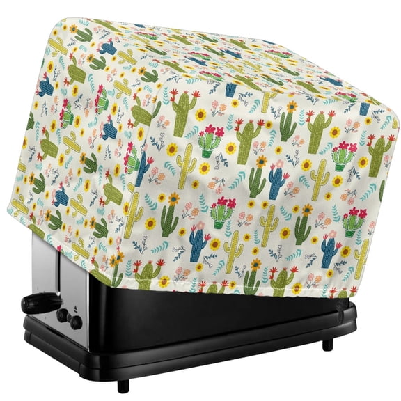 TSOVTHRID Cactus Sunflower Flower Print 2 Slice Toaster Polyester Covers Heat-Resistant Kitchen Small Appliance Dust Cover Fingerprint Protection Kitchen Machine Protector
