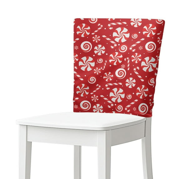 TSOVTHRID Candy Cane Red Print Kitchen Chair Back Cover Chairs Slipcovers Removable Chair Cover Soft Dining Chairs Protector for Dining Room Wedding Party Christmas Decor, Set of 2