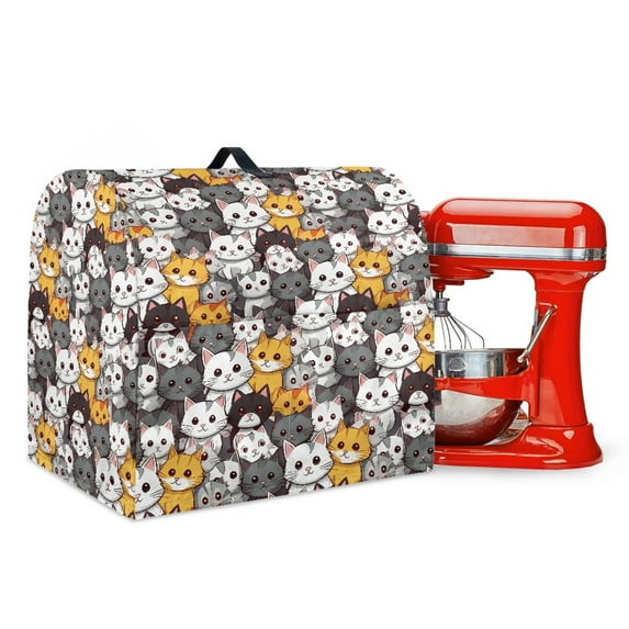 TSOVTHRID Cartoon Cat Pattern Stand Mixer Cover with Storage Pockets Stain Resistant Kitchen Appliance Dust Cover Compatible with 4.5-5 Quart Stand Mixer Cover for Kitchen Aid Mixer,S