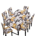 thumbnail image 1 of TSOVTHRID Cartoon Cats Print 7 Pcs Tablecloth and Chair Covers Set Stretchable Washable Table Cover and Seat Protector Slipcovers for Dining Room Kitchen Decor, 1 of 6