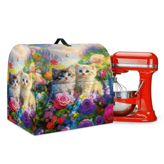 TSOVTHRID Cat Rose Lavender Pattern Stand Mixer Cover Butterfly Print Waterproof Cover for Kitchen Aid Mixer Portable Kitchen Appliance Dust Cover Compatible with 6-8 Quart Stand Mixer,L