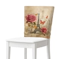 thumbnail image 1 of TSOVTHRID Chair Back Slipcovers Rose Eiffel Tower Butterfly Print Chair Back Cover Stretchable Chairs Back Protector Cover for Home Holiday Kitchen Dining Room Decoration, Set of 1, 1 of 7