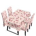 thumbnail image 1 of TSOVTHRID Cherry Bowknot Star Print Fitted Tablecloth with Chair Covers Set, Washable Dining Room Chair Covers Set of 5 with Table Cover for Home Hotel Restaurant, 1 of 7