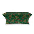 thumbnail image 1 of TSOVTHRID Christmas Tree Bowknot Print Fitted Polyester Table Covers 6ft Stretch Tablecloths for 6 Foot Tables Elastic Rectangle Table Cloths for Banquet Birthday Party Christmas Decor, 1 of 7