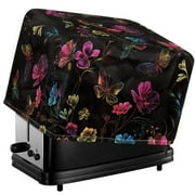 TSOVTHRID Colorful Butterfly Flower Print 4 Slice Toaster Covers, Waterproof Microwave Toaster Oven Cover Stain Resistant Kitchen Small Appliance Dust Protector Home Table Decor