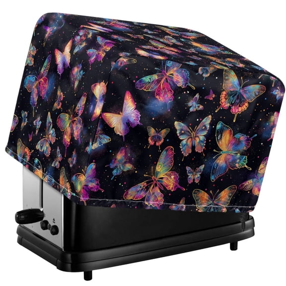 TSOVTHRID Colorful Butterfly Night Print 4 Slice Toaster Covers Polyester Fabric Bread Maker Dust-proof Cover Kitchen Waterproof Small Appliance Covers