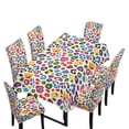 thumbnail image 1 of TSOVTHRID Colorful Leopard Print 7 Pcs Tablecloth Chair Covers Set, Rectangle Table Cloth Washable Chair Seat Protector with Elastic Bottom for Kitchen Banquet Party Decor, 1 of 6
