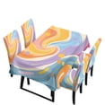 thumbnail image 1 of TSOVTHRID Colorful Painting Print 5 Pcs Dining Chair Covers and Tablecloth Set, Stain Resistant Table Cloth Dining Chair Slipcovers for Holiday Festival Decoration, 1 of 7