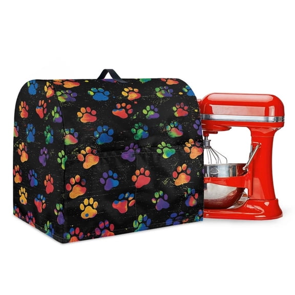 TSOVTHRID Colorful Paw Pattern Mixer Cover Portable Kitchen Aid Mixer Assecories with Top Handle Stain Resistant Small Appliance Covers Dust Cover Compatible with 6-8 Quart Stand Mixer,L