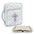 thumbnail image 1 of TSOVTHRID Cross Floral Print Bible Cases for Women Men, Bible Cover Case with Portable Handle, Lightweight Quilted Church Bag for Bibles Study Accessories, White Blue, 1 of 7