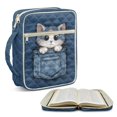 thumbnail image 1 of TSOVTHRID Cute Cat Denim Blue Print Bible Covers Church Bags for Christian, Bible Case with Pockets and Zipper, Lightweight Quilted Bibles Protective Cover Gift for Women Men, 1 of 7