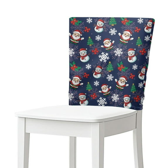 TSOVTHRID Cute Santa Claus Snowman Print Chair Covers Washable Chair Back Covers Dining Chairs Slipcovers Protector for Dining Room Festival Party Christmas Decoration, Set of 6