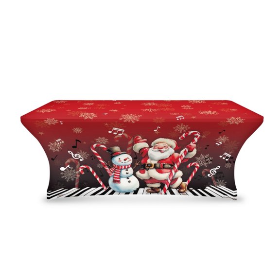 TSOVTHRID Cute Santa Claus Snowman Print Polyester Table Cloth for Rectangular Tables, Tablecloth Protector, Stretch Wrinkle Resistant Table Cover for Wedding, Party, Banquet Christmas Decor