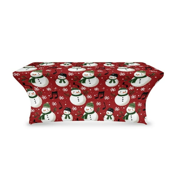 TSOVTHRID Cute Snowman Print Table Cloth for Rectangular Stretch Polyester Tablecloth, Washable and Wrinkle Resistant, Table Protector Cover for Party Wedding Birthday Christmas Decor