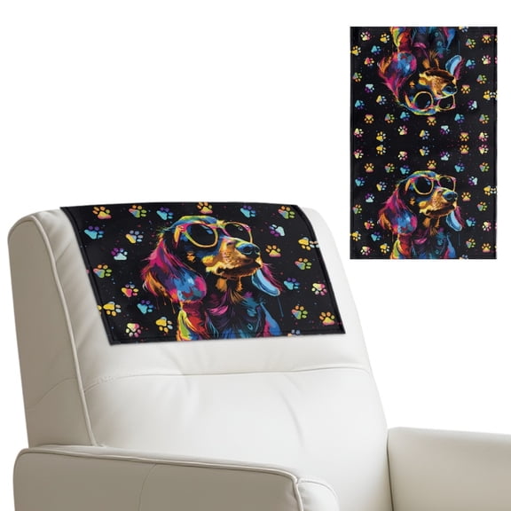 TSOVTHRID Dachshund Dog Paw Black Print Head Rest Cover for Recliner 17x27 in Recliner Headrest Protector Waterproof PU Leather Couch Chair Head Protector for Sofa, 1 Piece