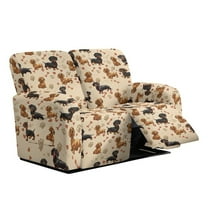 TSOVTHRID Dachshund Dog Paw Heart Print Recliner Loveseat Cover 2 Seat Recliner Couch Covers for 2 Cushion Couch 6 Pieces Stretch Reclining Loveseat Couch Covers for Home Valentine's Day
