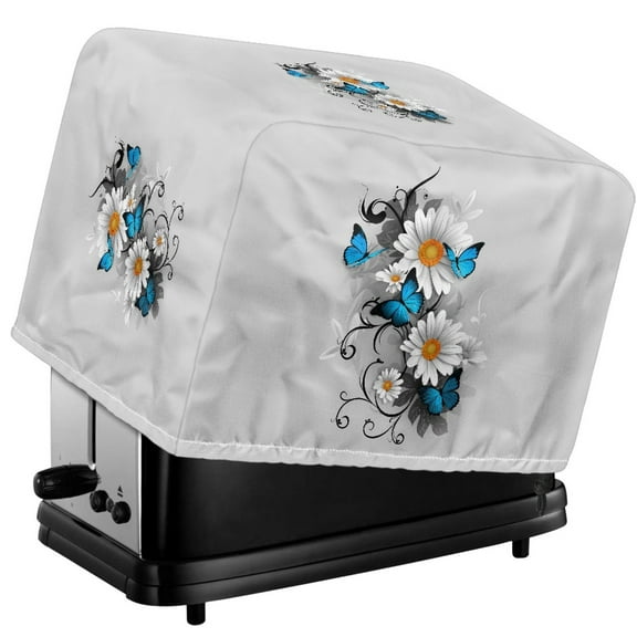 TSOVTHRID Daisy Butterfly Print 2 Slice Toaster Cover with Drawstring Greasy Protection Kitchen Small Appliance Cover Anti-Sputtering Machine Protector