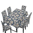 thumbnail image 1 of TSOVTHRID Daisy Floral Print 7 Pcs Tablecloth and Chair Covers Set, Stretchable Washable Table Cover with Chair Slipcovers for Home Hotel Banquet Wedding Party Decor, 1 of 6
