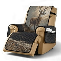 TSOVTHRID Deer Camo Hunting Print Recliner Chair Covers Lazy Boy Recliner Covers Stay in Place Couch Cover Slipcovers Non-Slip Furniture Protector with Elastic Strap for Dog