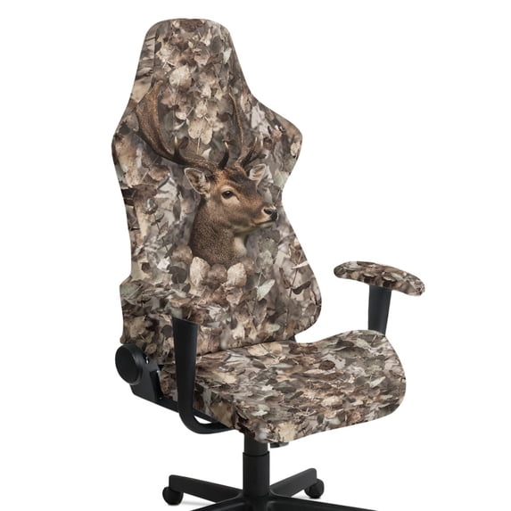 TSOVTHRID Deer Elk Camo Hunting Print 4PCS Gaming Chair Cover, Anti Scratch Recling Cmoputer Chair Slipcover with Armrest Cover Washable Thick Computer Chair Protection for Home Office