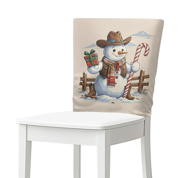 TSOVTHRID Dining Chair Back Slipcover Snowman Cowboy Candy Cane Print Chair Back Cover Stretchable Chairs Protector Slipcovers for Home Dining Room Kitchen Hotel Christmas Decor, Set of 6