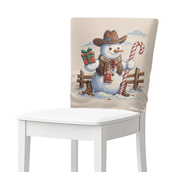TSOVTHRID Dining Chair Back Slipcover Snowman Cowboy Candy Cane Print Chair Back Cover Stretchable Chairs Protector Slipcovers for Home Dining Room Kitchen Hotel Christmas Decor, Set of 1