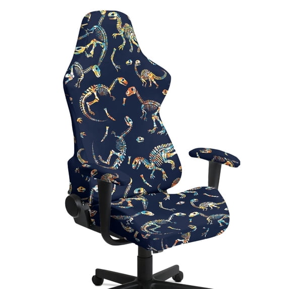 TSOVTHRID Dinosaur Fossil Print Gaming Chair Cover, Breathable Computer Chairs Protection Cover with Armrest Covers Washable Computer Reclining Chair Seat Cover with Zipper for Home Studio