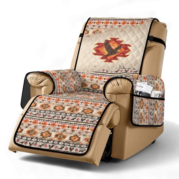 TSOVTHRID Eagle Aztec Tribal Stripe Print Recliner Chair Covers Non-Slip Reclining Cover Washable Recliner Sofa Slipcovers Reclining Couch Cover Furniture Protector Covers for Pets