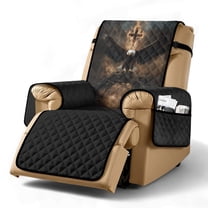 TSOVTHRID Eagle Cross Flame Print Recliner Chair Covers Lazy Boy Recliner Covers Stay in Place Couch Cover Slipcovers Non-Slip Furniture Protector with Elastic Strap for Pets