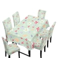 thumbnail image 1 of TSOVTHRID Easter Eggs Floral Paw Print Tablecloth Stretch Dining Chair Slipcovers Removable Table Cloth Chair Dustproof Cover Furniture Protector Kitchen Easter Decor, 7 Pcs, 1 of 6