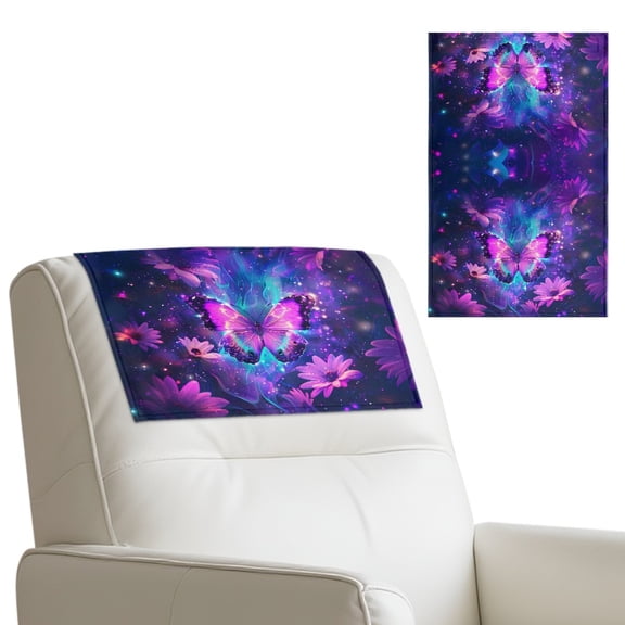 TSOVTHRID Flame Butterfly Daisy Galaxy Print Recliner Headrest Protector PU Leather Headrest Cover for Recliner Chair Couch Head Rest Cover for Furniture 17 x 27 Inches, 1 Piece
