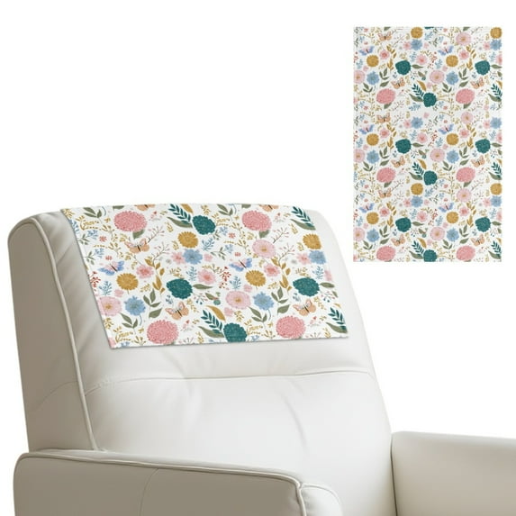 TSOVTHRID Floral Butterfly Print Sofa Headrest Protector PU Leather Headrest Cover for Recline Chair Non Slip Chair Head Rest Slipcover for Living Room,Office Chair,17x27in, 1 Piece