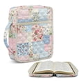 thumbnail image 1 of TSOVTHRID Floral Patchwork Pink Blue Print Bible Cases Church Bags for Christian, Bible Protective Cover Quilted, Practical Carrying Book Case with Handle, Gift for Women Men, 1 of 7