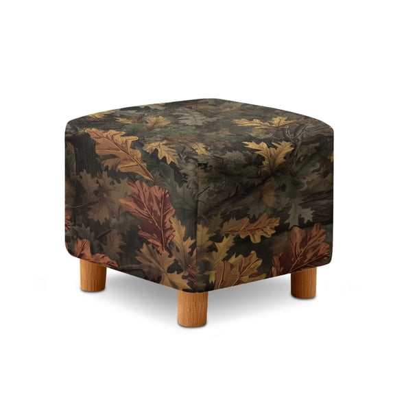 TSOVTHRID Forest Camo Hunting Print Stretch Ottoman Cover Square, Removable Footstool Slipcover for Living Room Washable Storage Stool Furniture Protector for Foot Stool