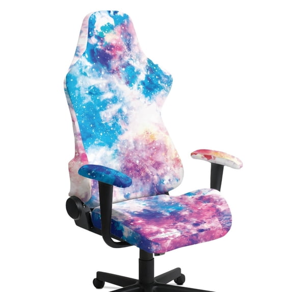 TSOVTHRID Galaxy Colorful Tie Dye Print 4 PCS Gaming Chair Covers Slipcovers Stretchy Gaming Chair Cover Set Dustproof Washable Office Desk Chair Cover with Armrest Covers